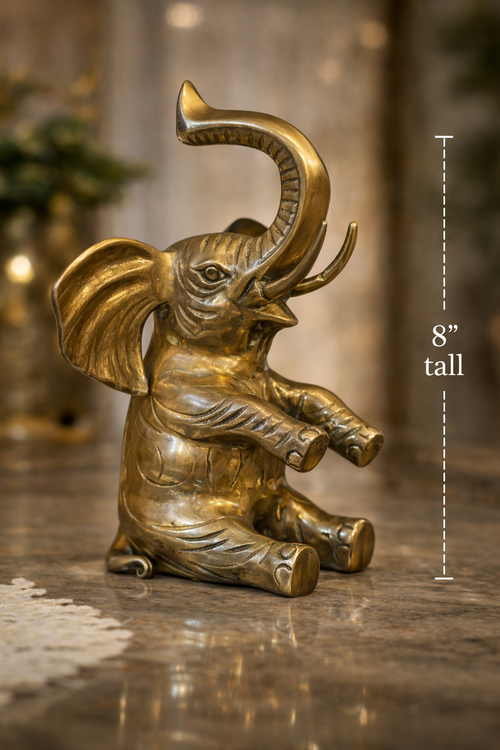 Bittersweet Collection: Antique Brass Elephant Statue (8” Tall)